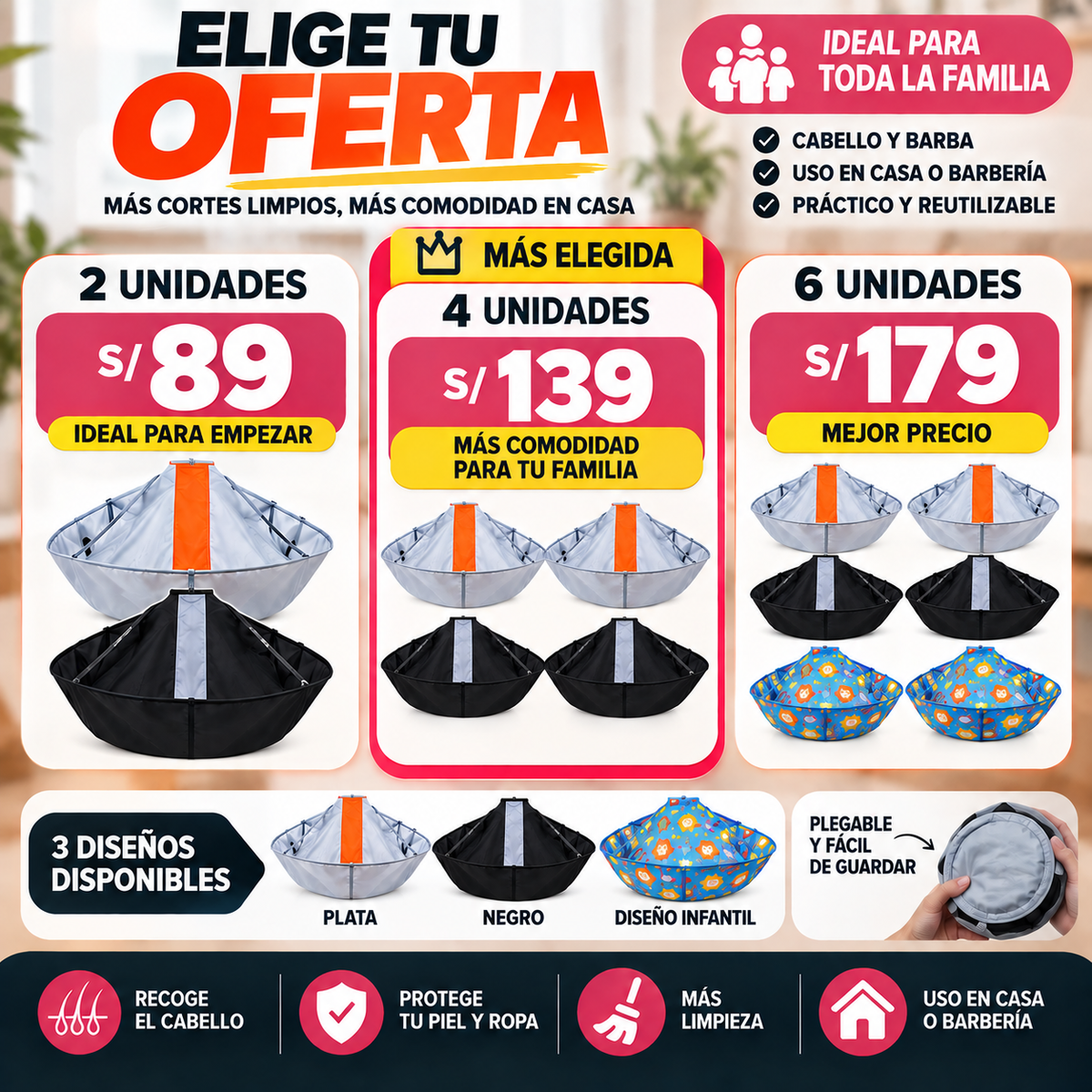 CleanCut™ – Capa recolector de Cabello Pack de 2 unidades
