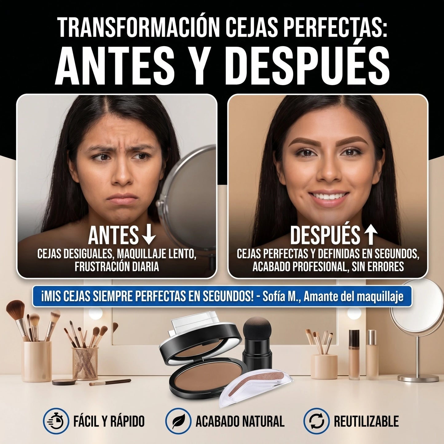 🔥 Cejas Perfect Waterproof -  Maquíllate fácil, rápido y sin errores