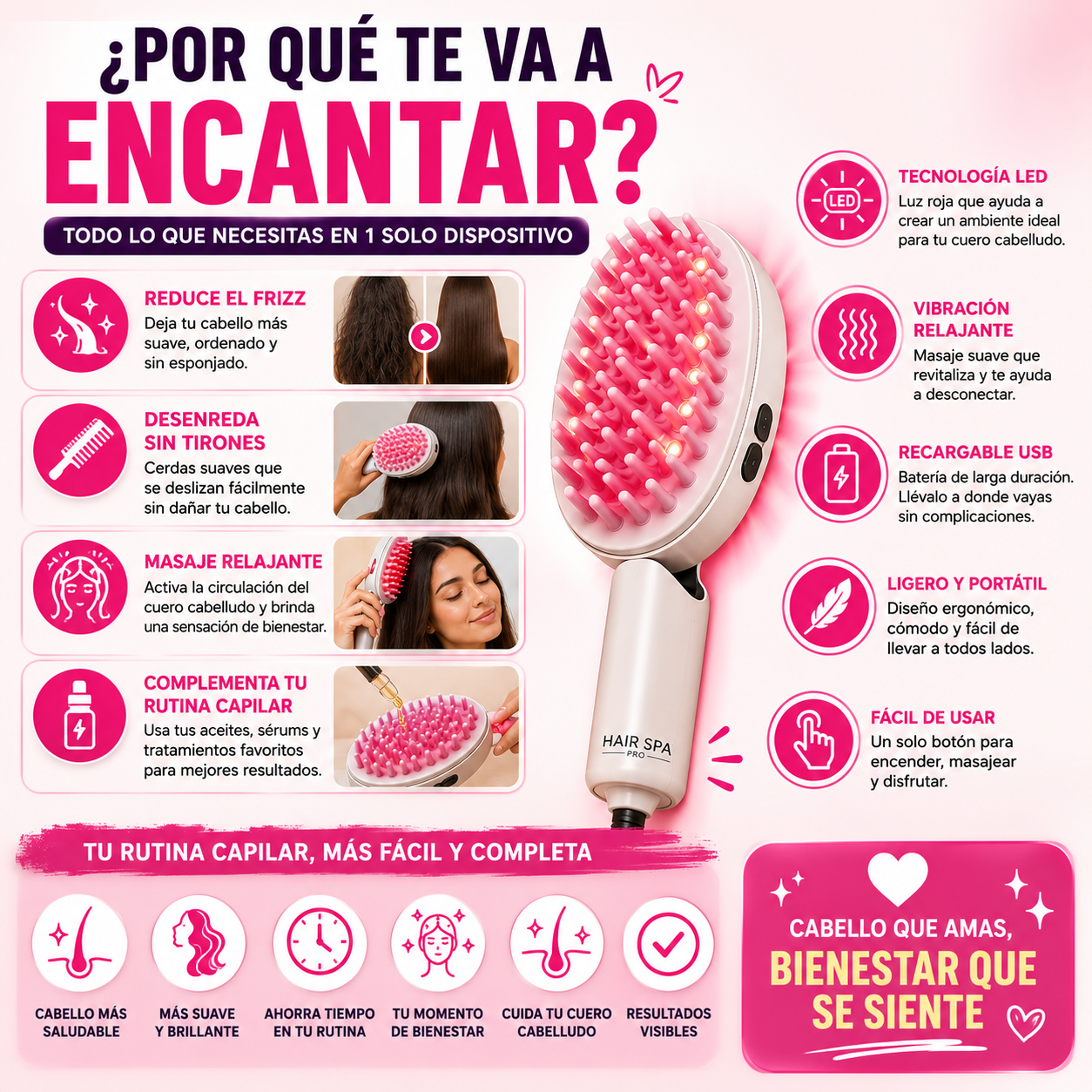 HairSpa Pro™- Cepillo Alisador 3 en 1