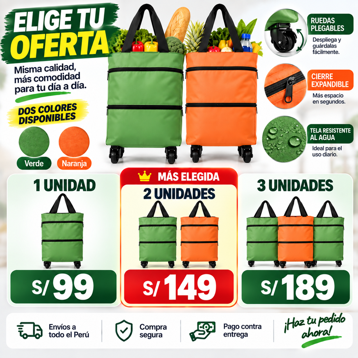 FlexiCart™ – Bolso Multiuso Expandible 2 en 1