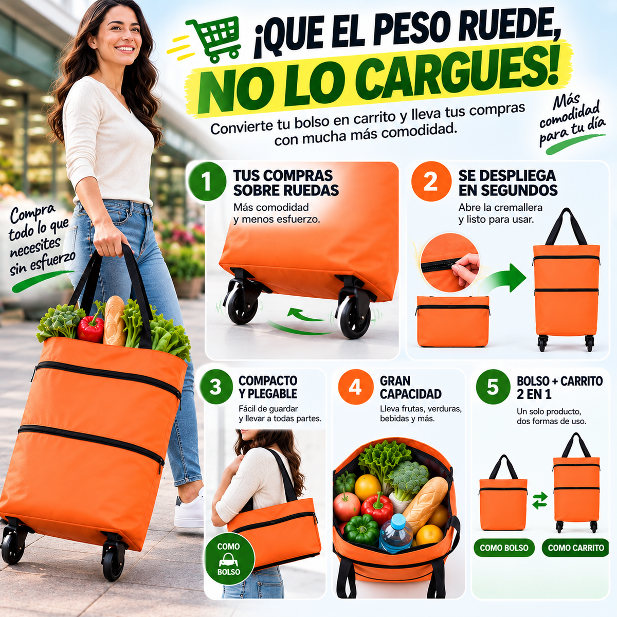 FlexiCart™ – Bolso Multiuso Expandible 2 en 1