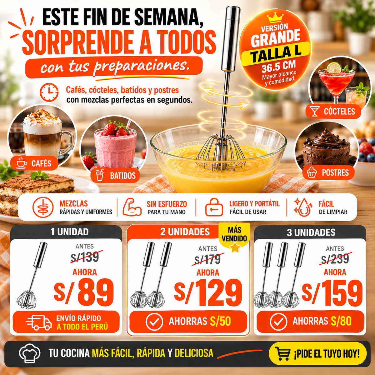 MixMaster™ – Batidor Semiautomático Premium