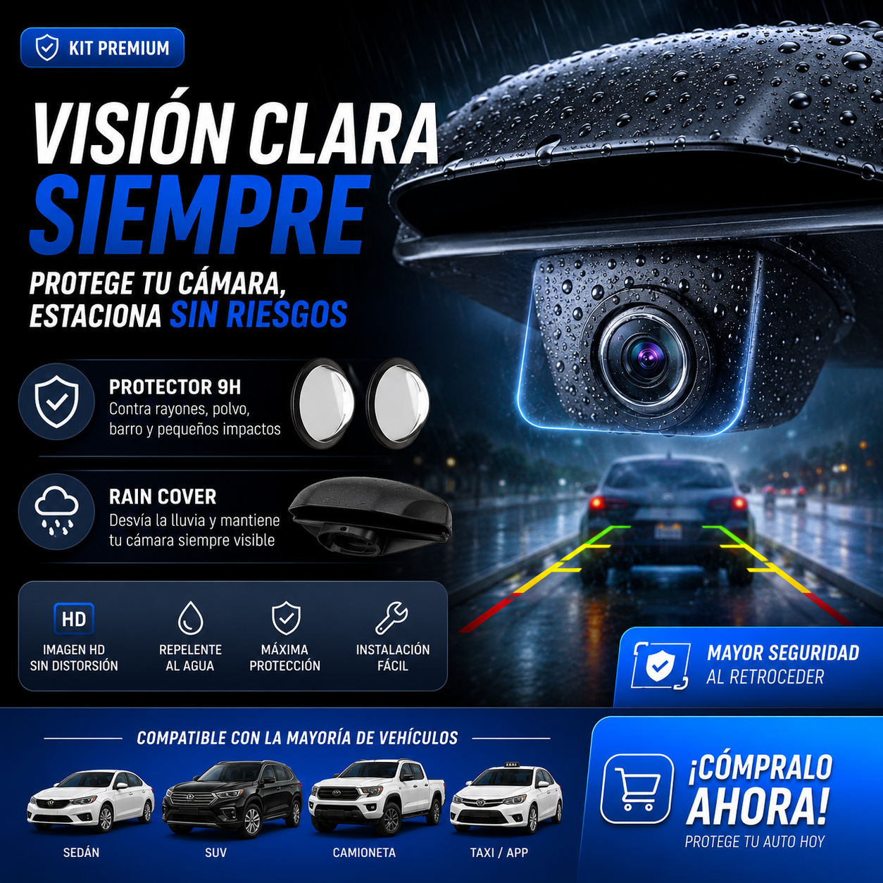🚗 VisionShield 360 Kit - Protector H9 + Rain Cover