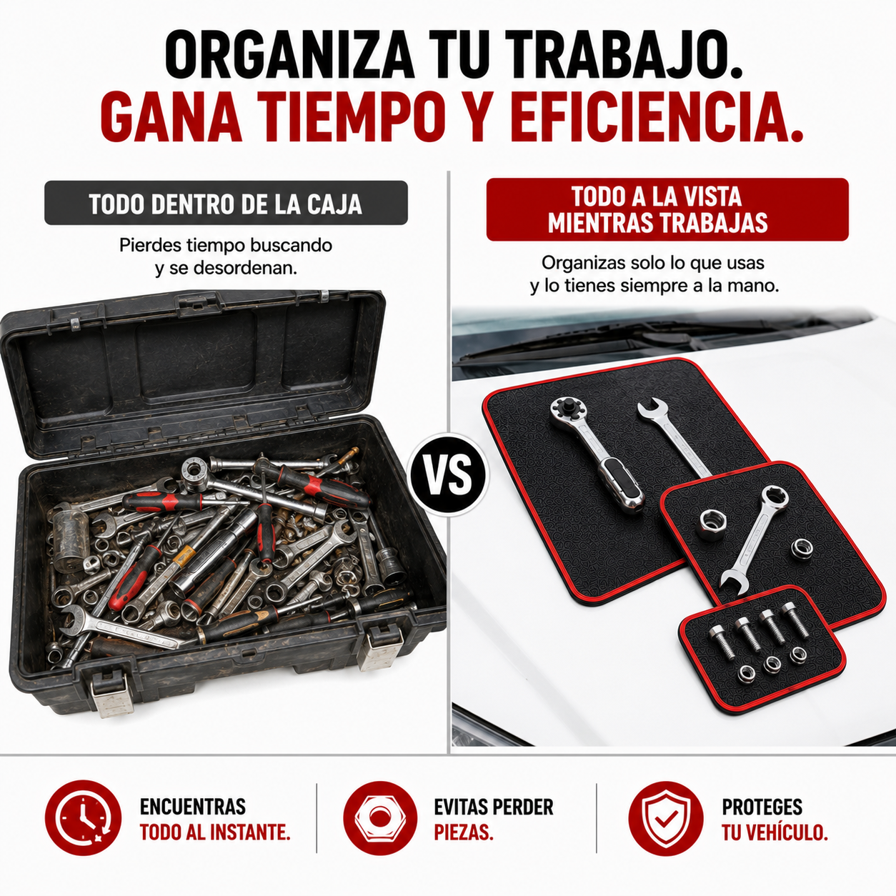 MagniMat™ - Kit de 3 Tapetes Magnéticos para Herramientas