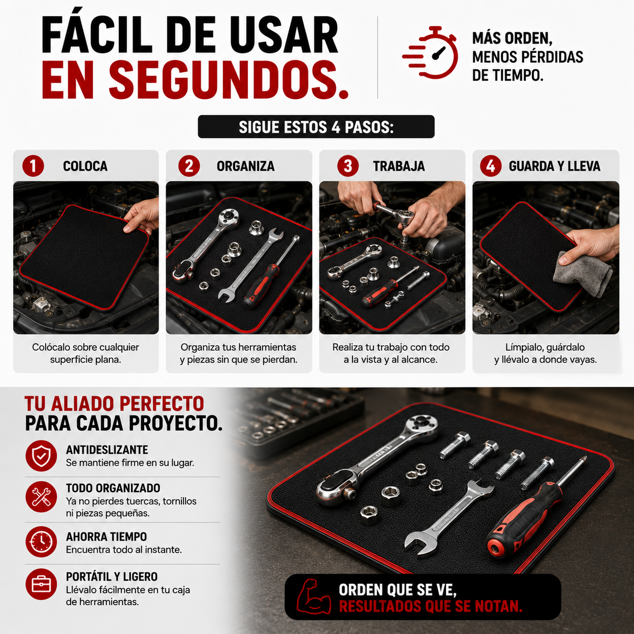 MagniMat™ - Kit de 3 Tapetes Magnéticos para Herramientas