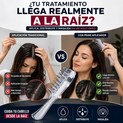 ROOTGLIDE™ - Peine aplicador 3 en 1 para rutina capilar