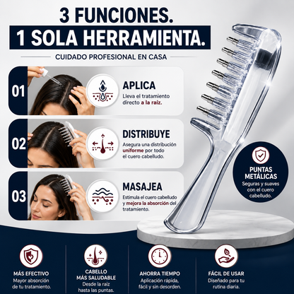 ROOTGLIDE™ - Peine aplicador 3 en 1 para rutina capilar