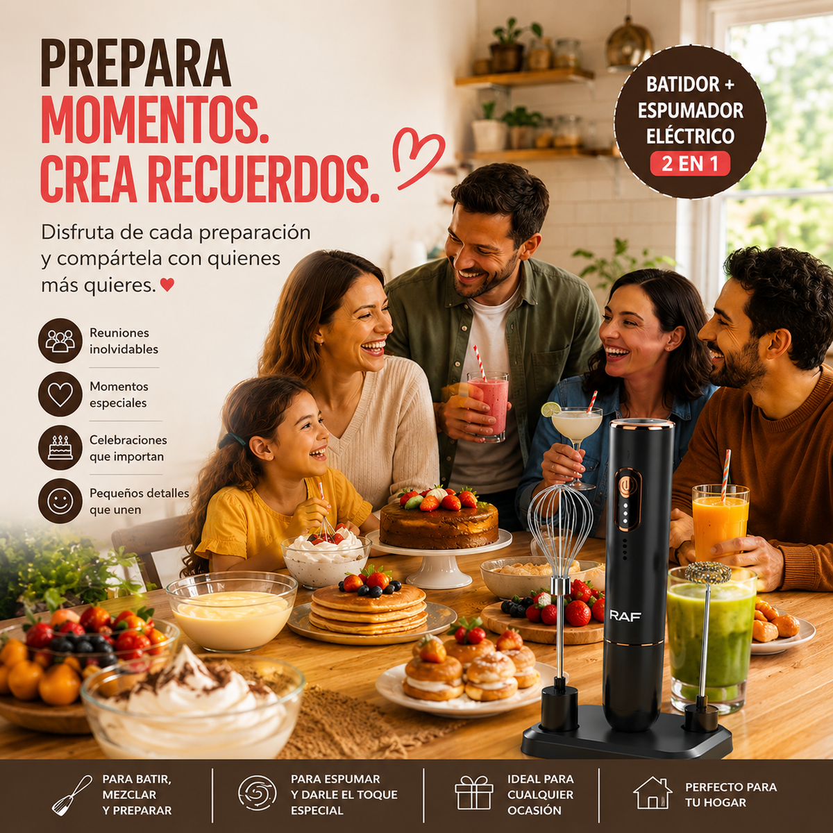 Mixora 2X™- Batidor + Espumador Eléctrico 2 en 1