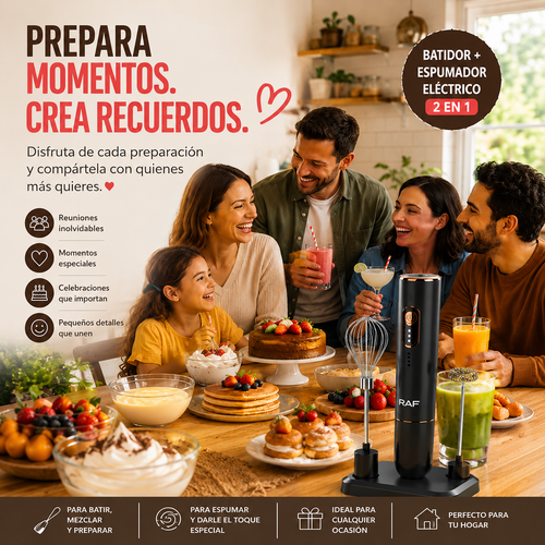 Mixora 2X™- Batidor + Espumador Eléctrico 2 en 1