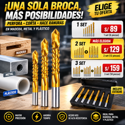 DRILLBLADE™ – Set de Brocas Multifunción de Corte Lateral