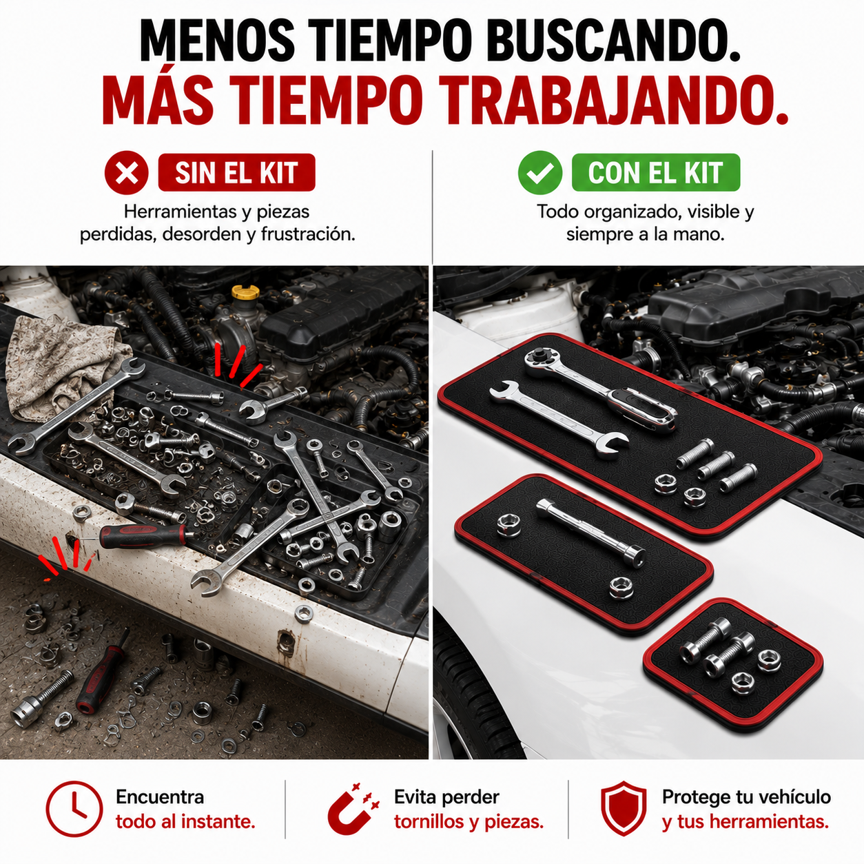 MagniMat™ - Kit de 3 Tapetes Magnéticos para Herramientas