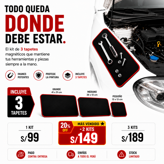 MagniMat™ - Kit de 3 Tapetes Magnéticos para Herramientas