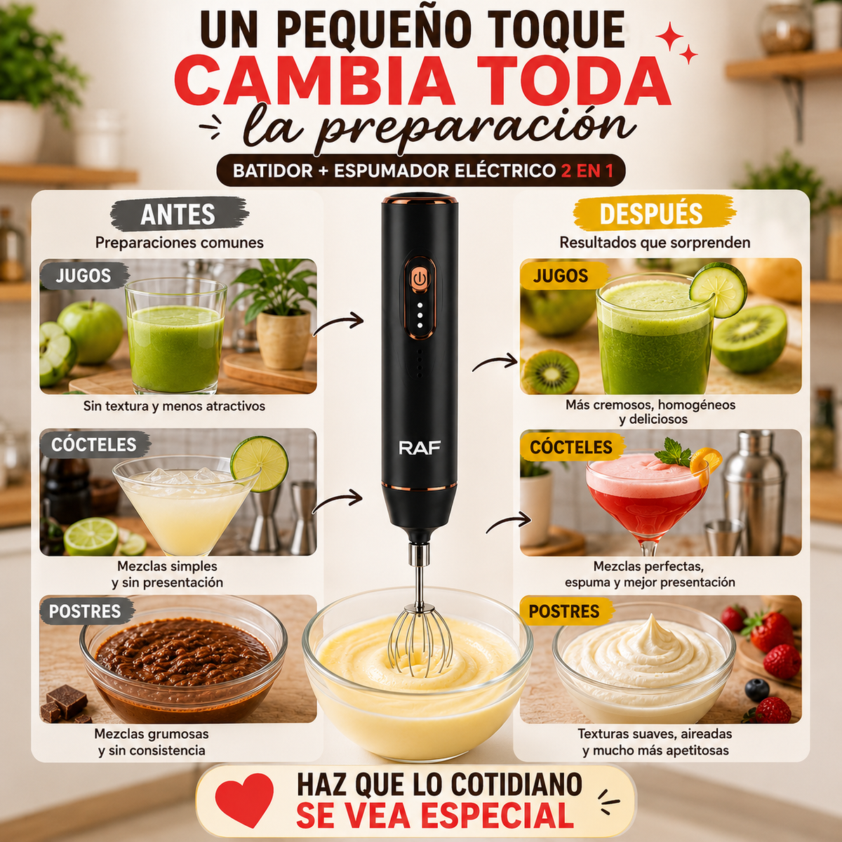 Mixora 2X™- Batidor + Espumador Eléctrico 2 en 1