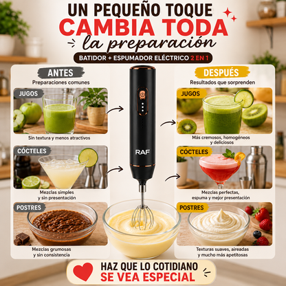 Mixora 2X™- Batidor + Espumador Eléctrico 2 en 1