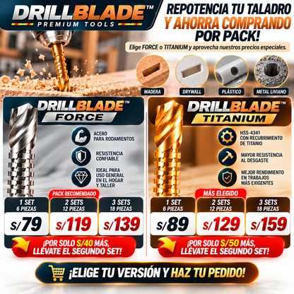 DRILLBLADE™ – Set de Brocas Multifunción de Corte Lateral
