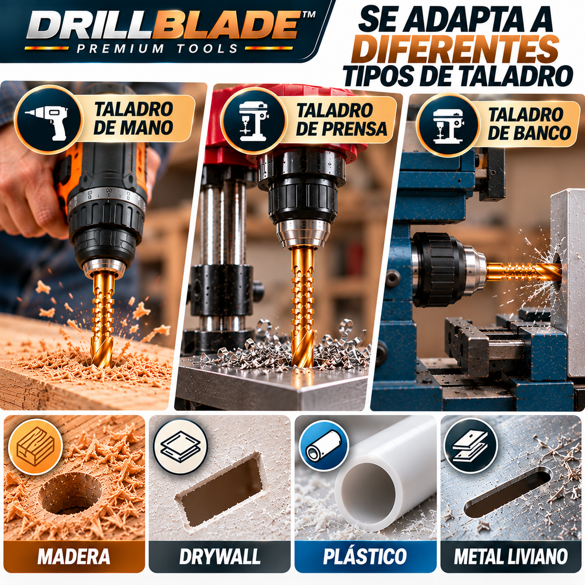 DRILLBLADE™ – Set de Brocas Multifunción de Corte Lateral