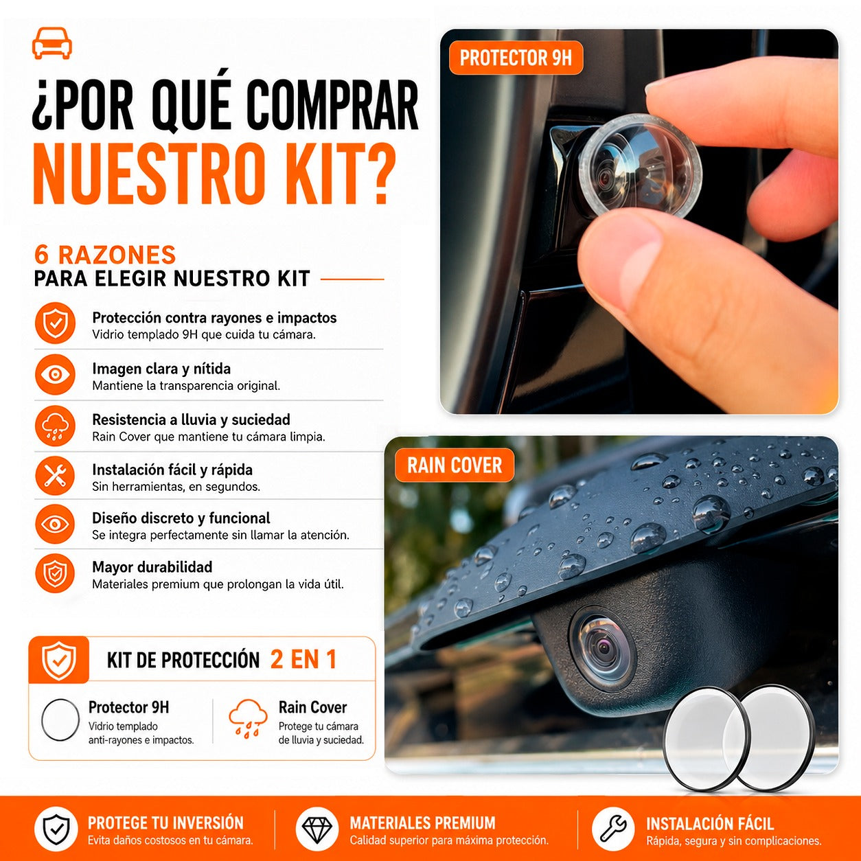 🚗 VisionShield 360 - Kit de Protección Inteligente para Cámara de Auto”