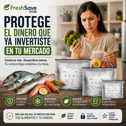 FreshSave Bag™- "Conserva carnes, pescados, frutas y verduras por más tiempo."